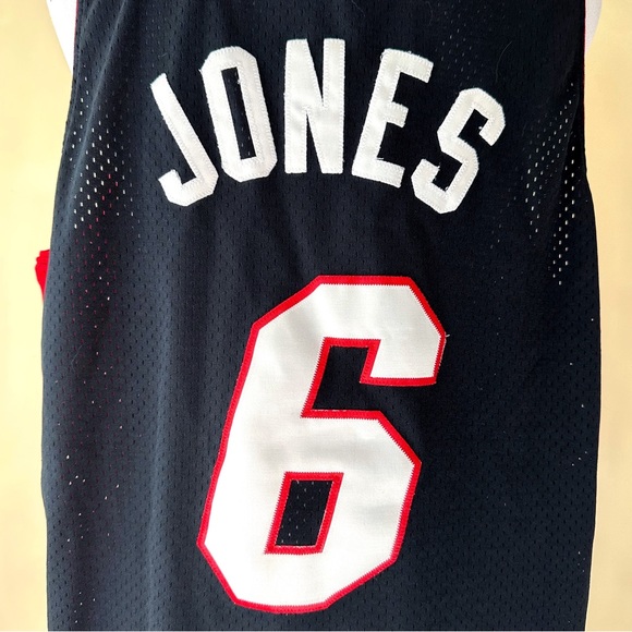 Nike NBA Miami Heat Basketball Jersey Eddie Jones # 6 Black Red Mens Size Large - Picture 10 of 12